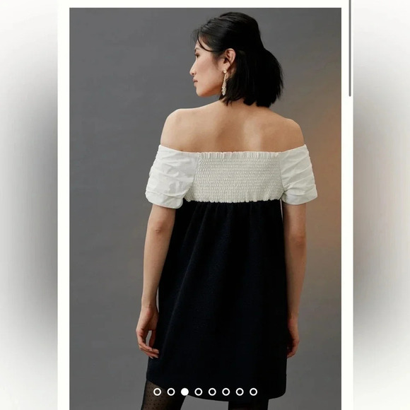 Anthropologie Maeve Black & White Colorblocked Shift Mini Dress Size S Small NWT - Picture 8 of 9